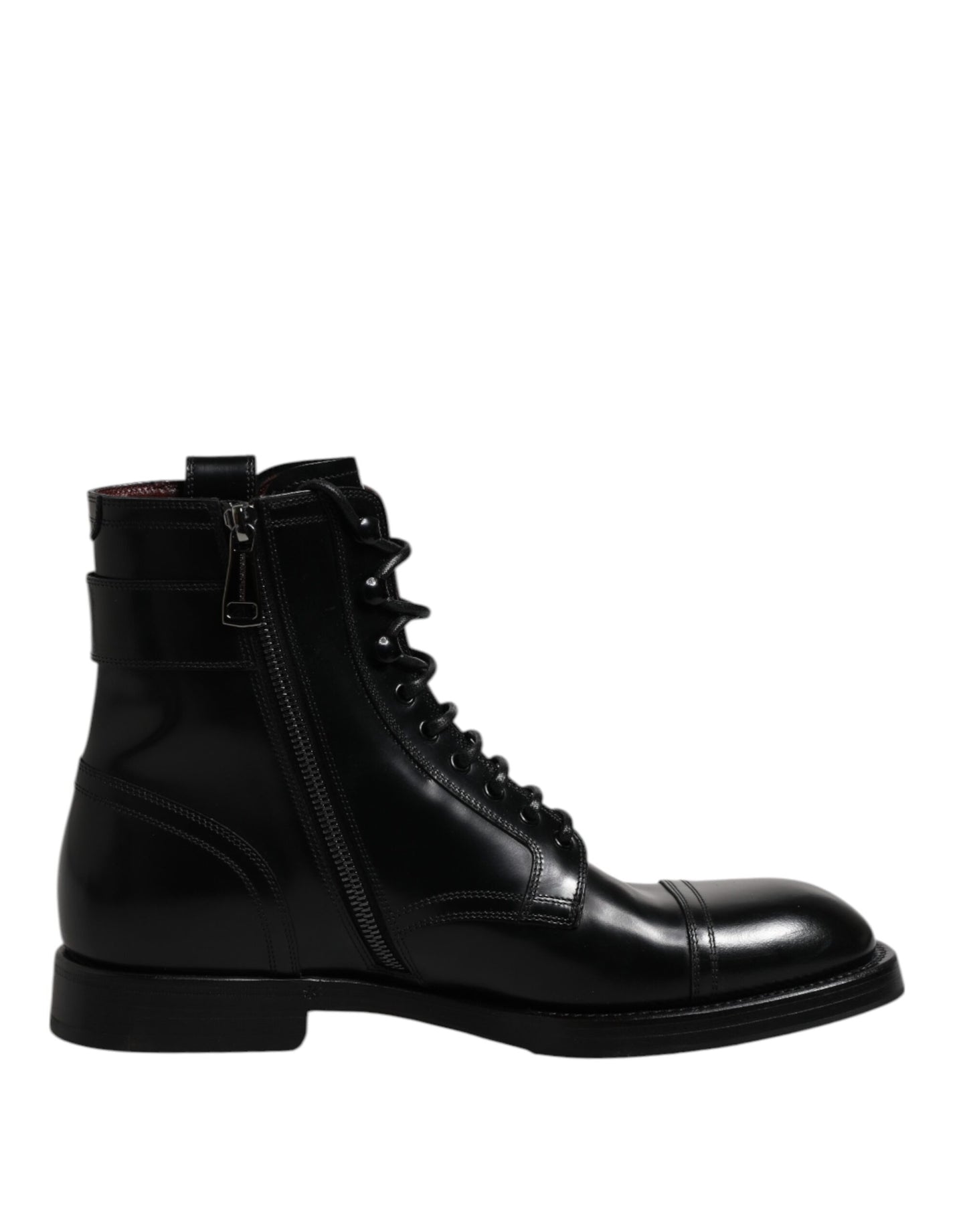 Dolce & Gabbana Black Leather Mid Calf Boots