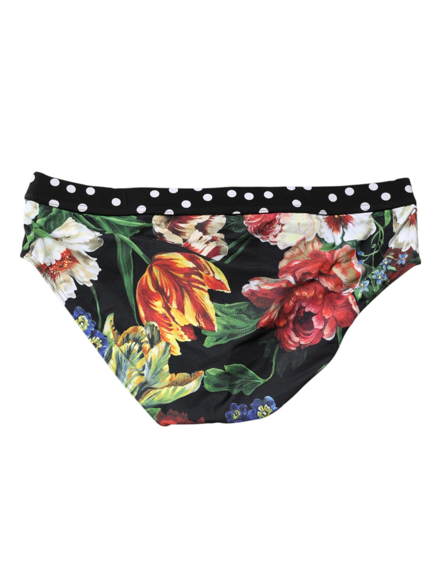 Dolce & Gabbana Black Floral Logo Men's Brief Swimwear