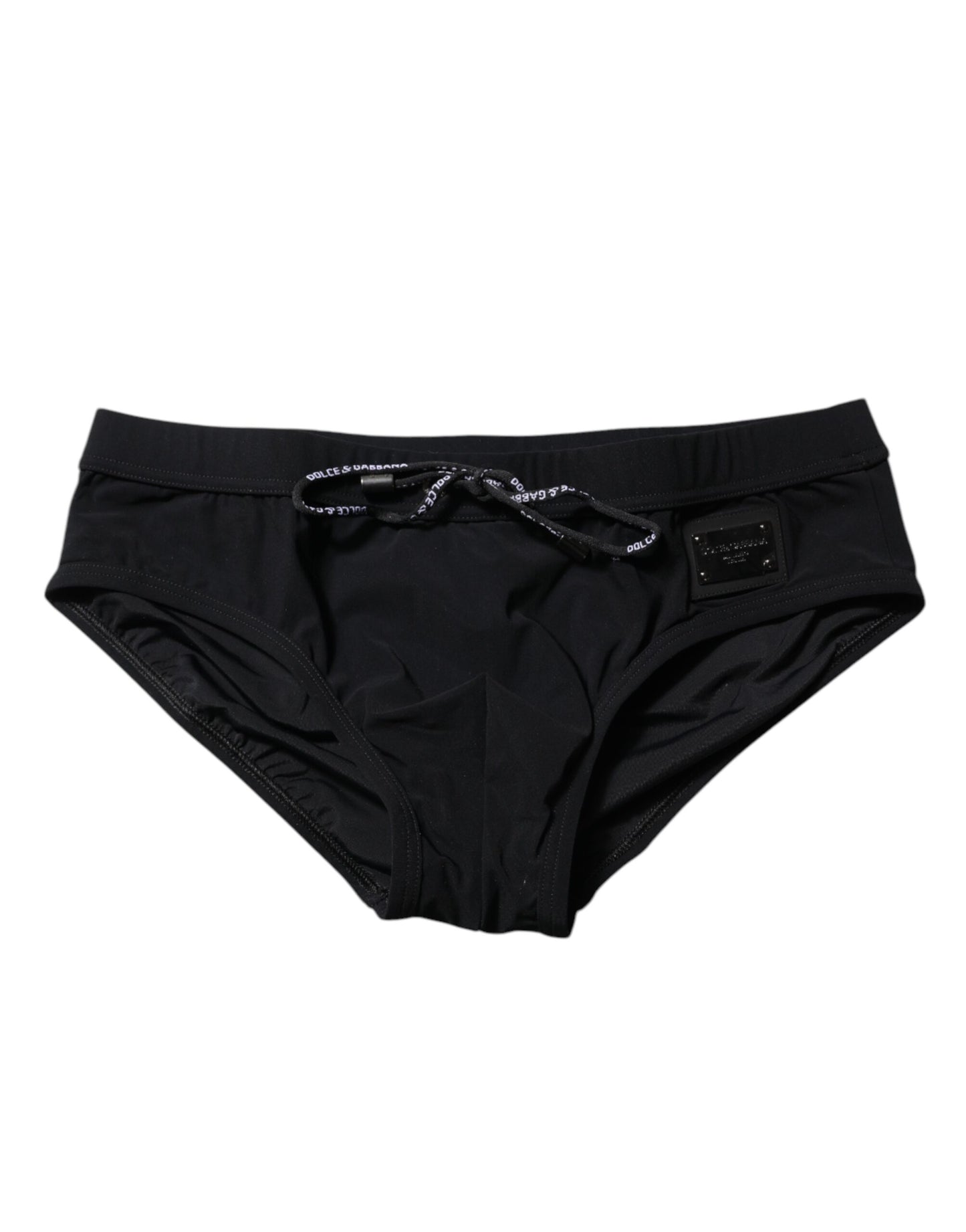 Dolce & Gabbana Black Logo Plaque Beachwear Brief Swimwear