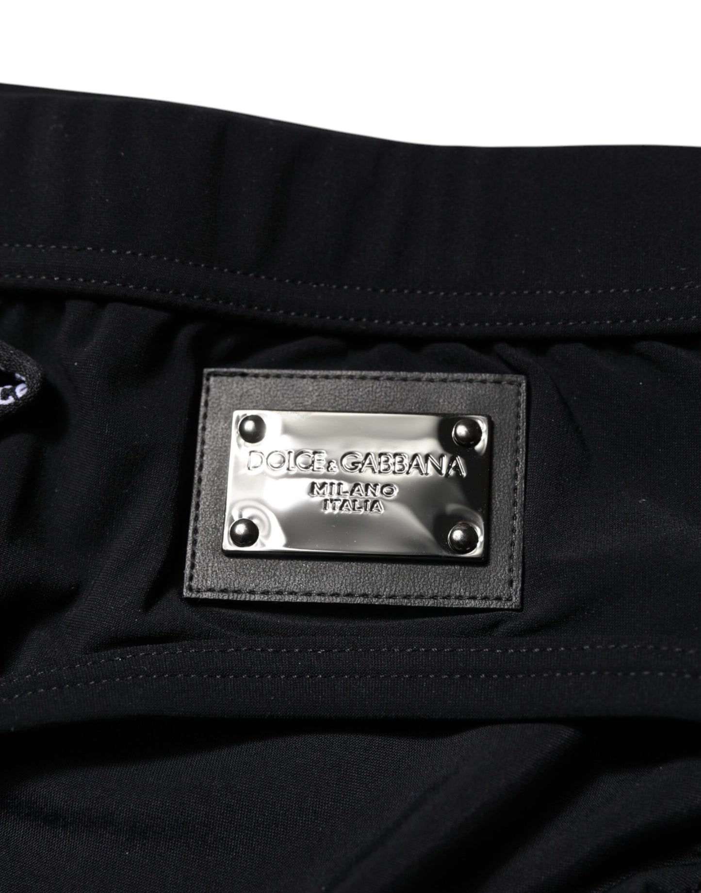 Dolce & Gabbana Black Logo Plaque Beachwear Brief Swimwear