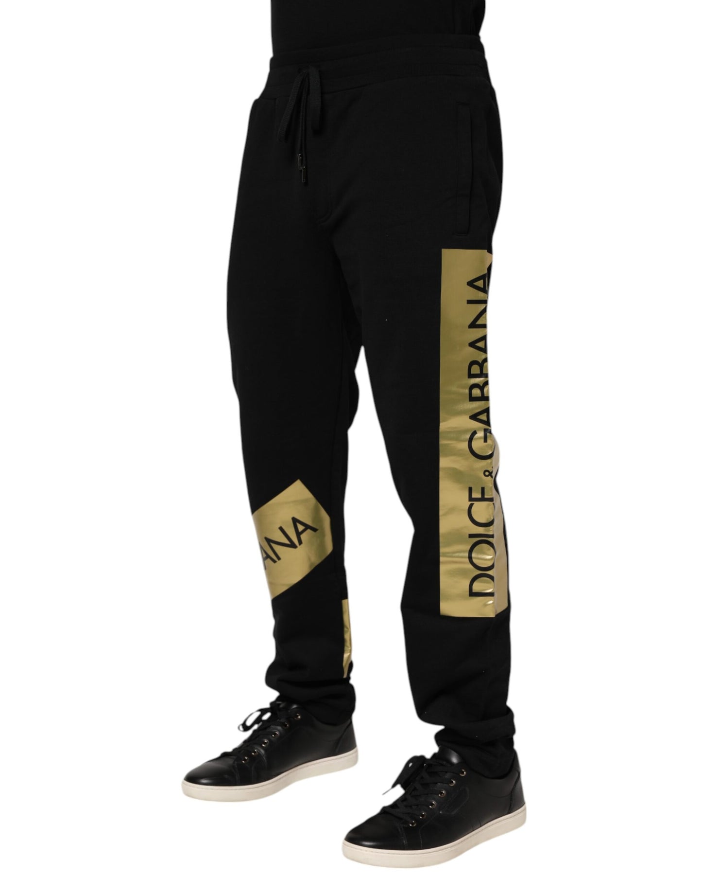 Dolce & Gabbana Black Cotton Logo Tape Jogger Pants