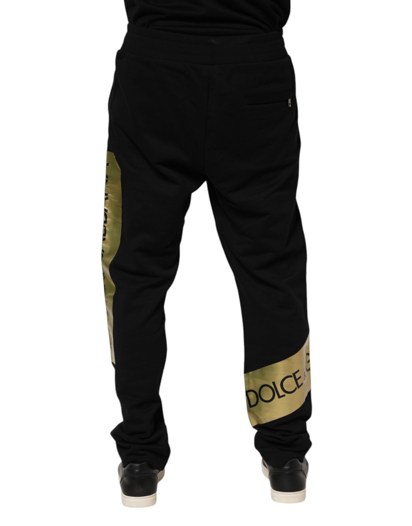 Dolce & Gabbana Black Cotton Logo Tape Jogger Pants