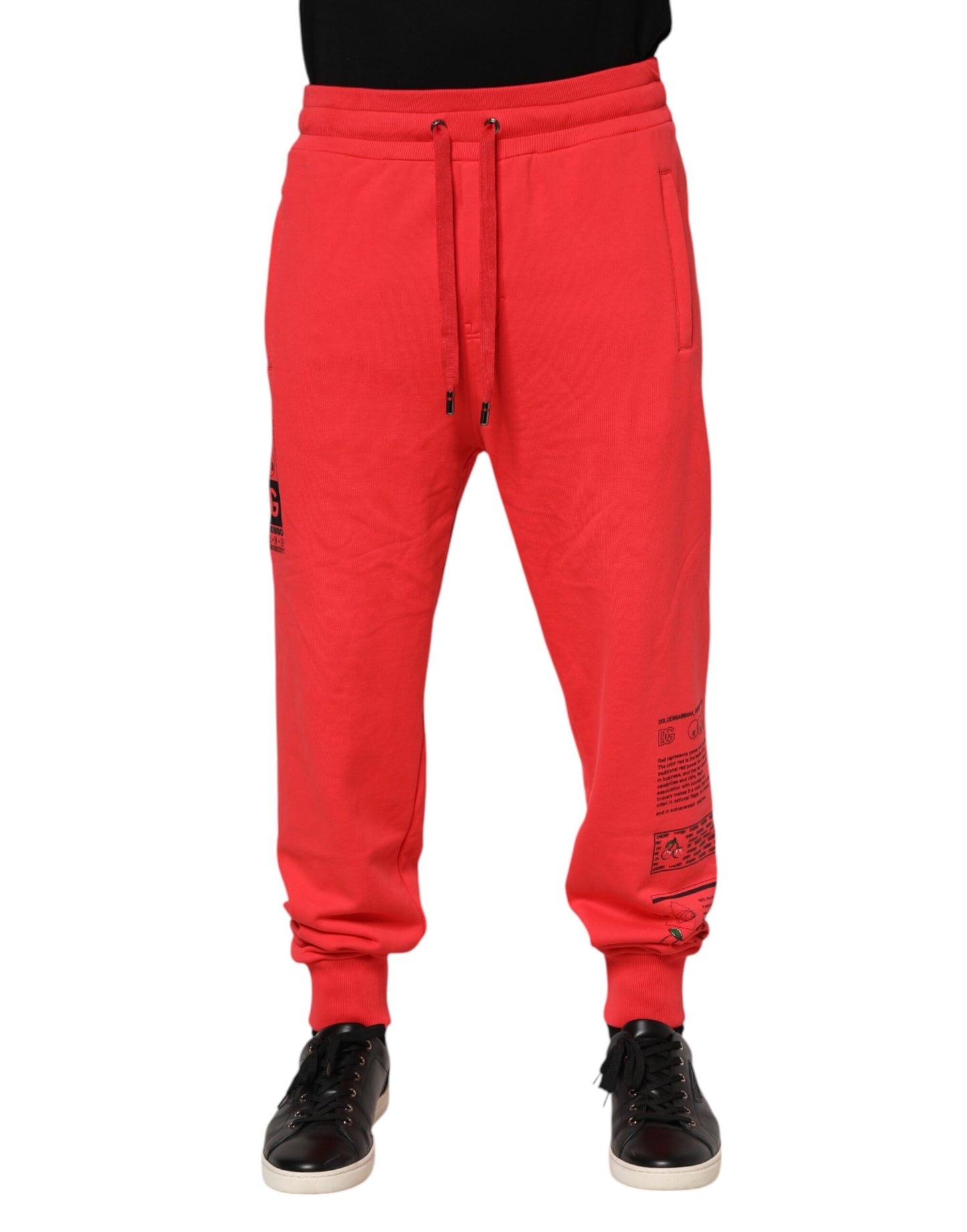 Dolce & Gabbana Red Cotton Men Jogger Sweatpants