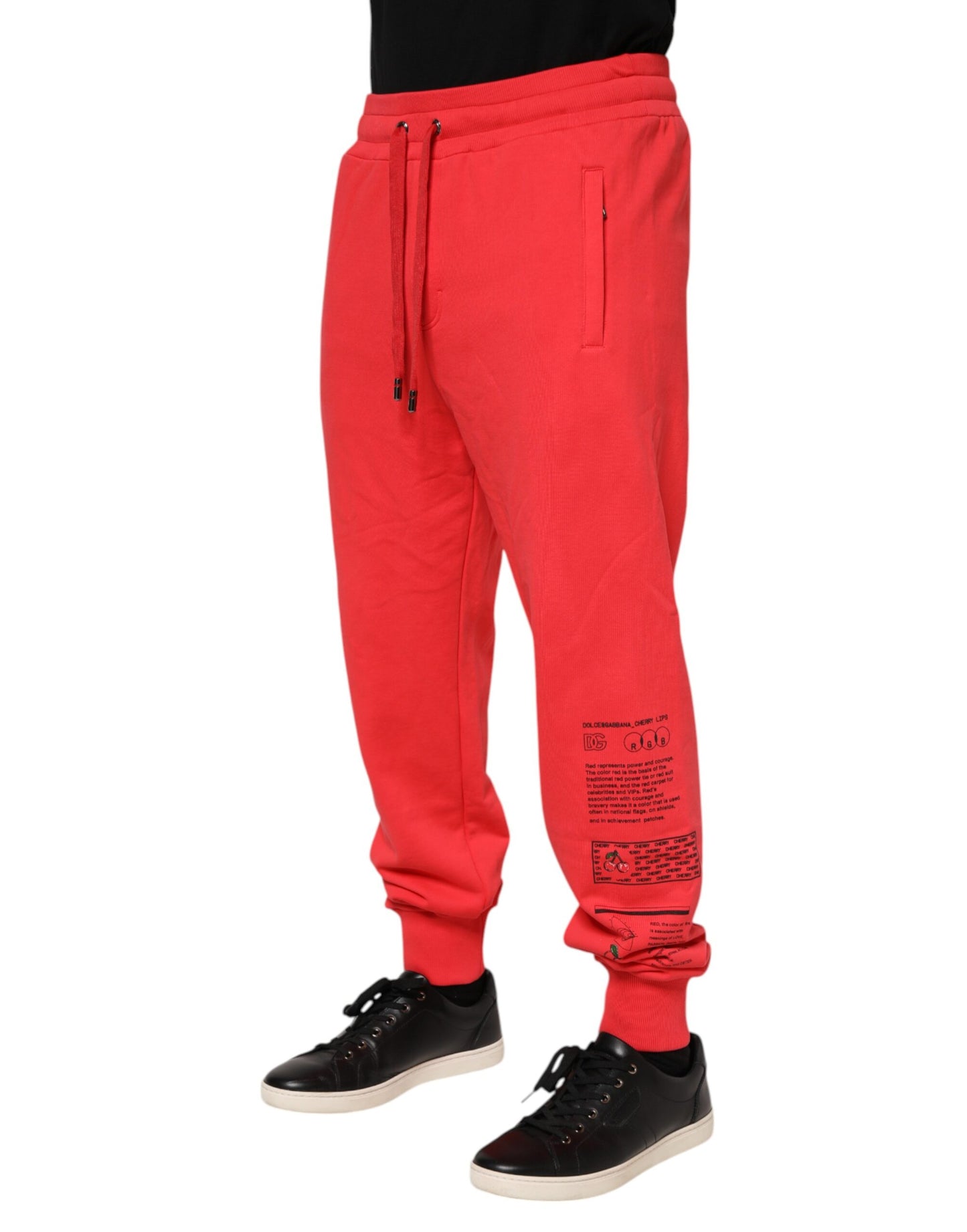Dolce & Gabbana Red Cotton Men Jogger Sweatpants