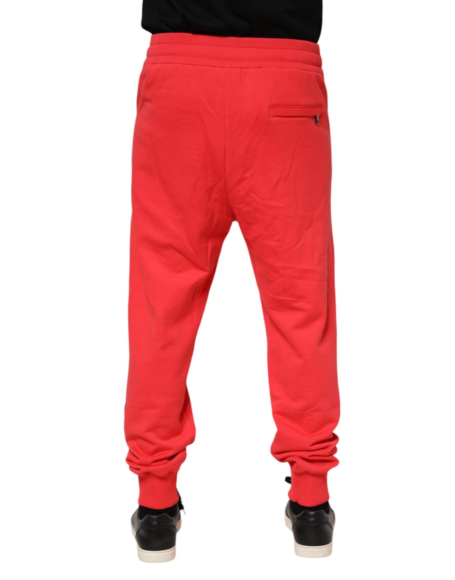 Dolce & Gabbana Red Cotton Men Jogger Sweatpants