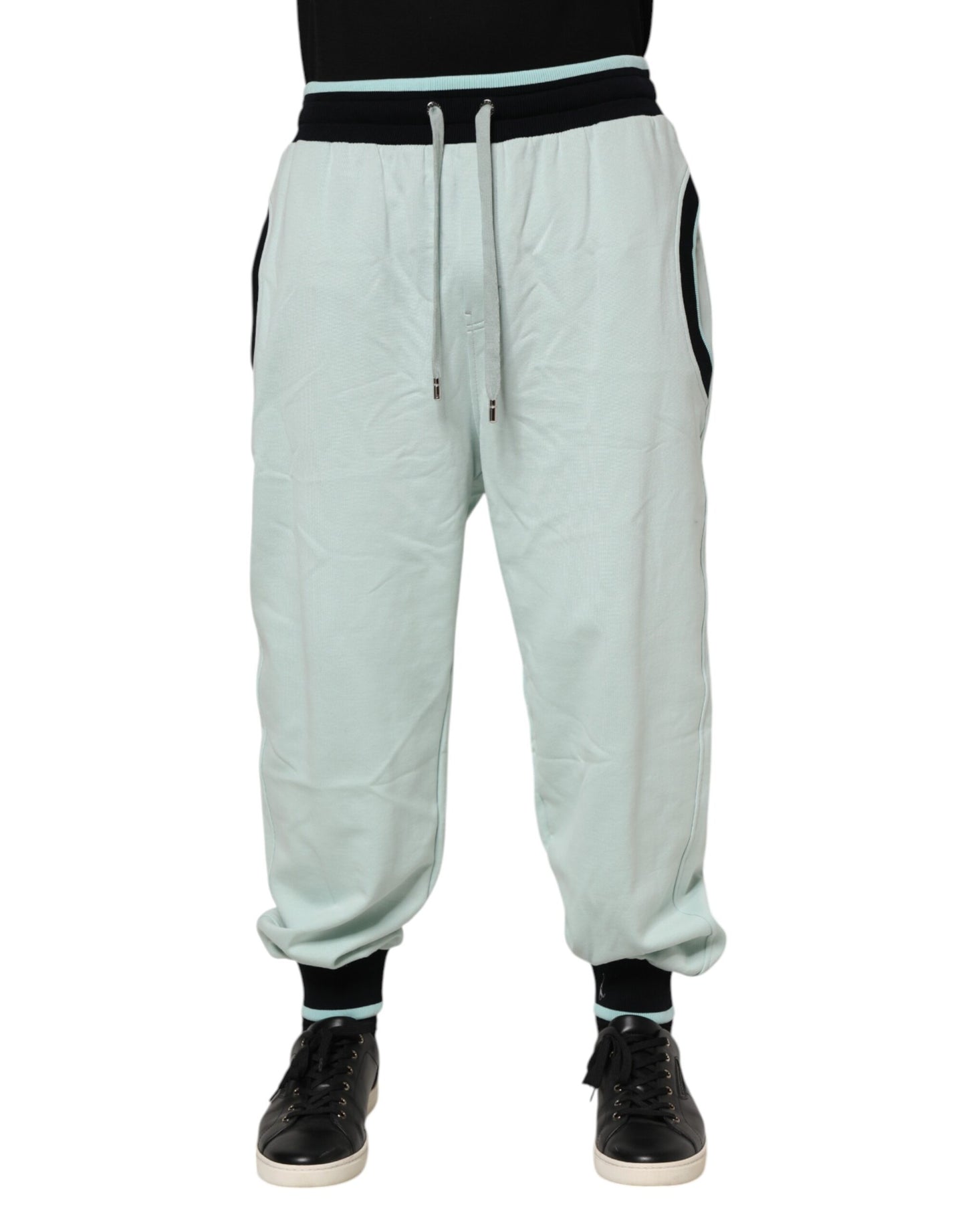 Dolce & Gabbana Light Green Cotton Men Jogger Sweatpants