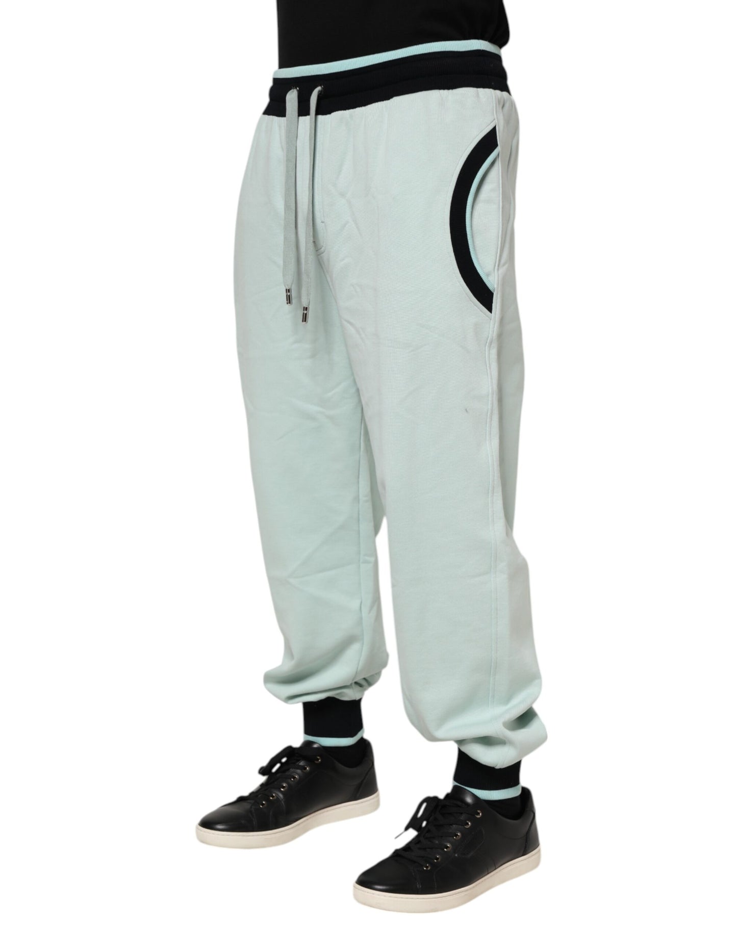 Dolce & Gabbana Light Green Cotton Men Jogger Sweatpants
