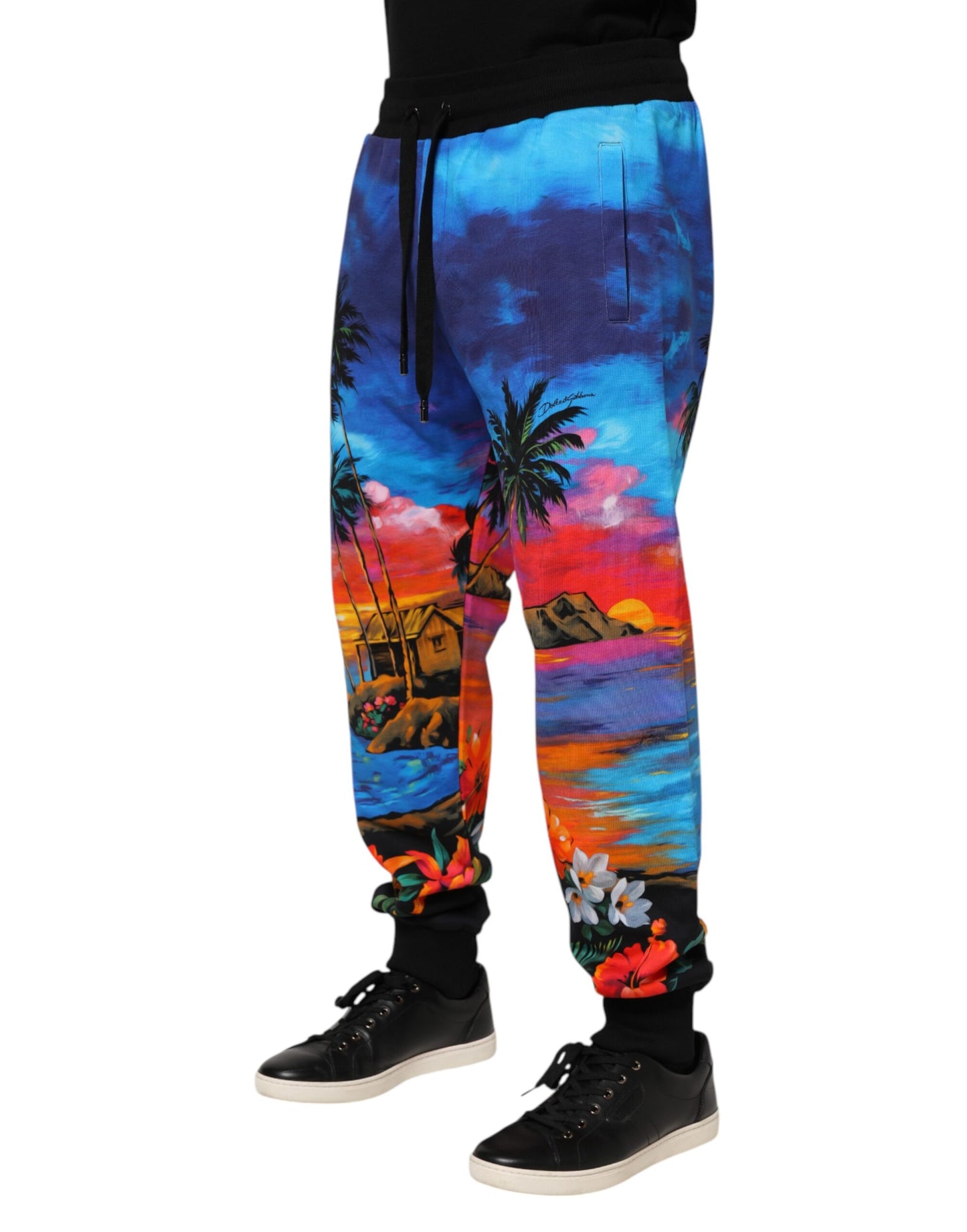 Dolce & Gabbana Blue Hawaiian Print Jogger Sweatpants