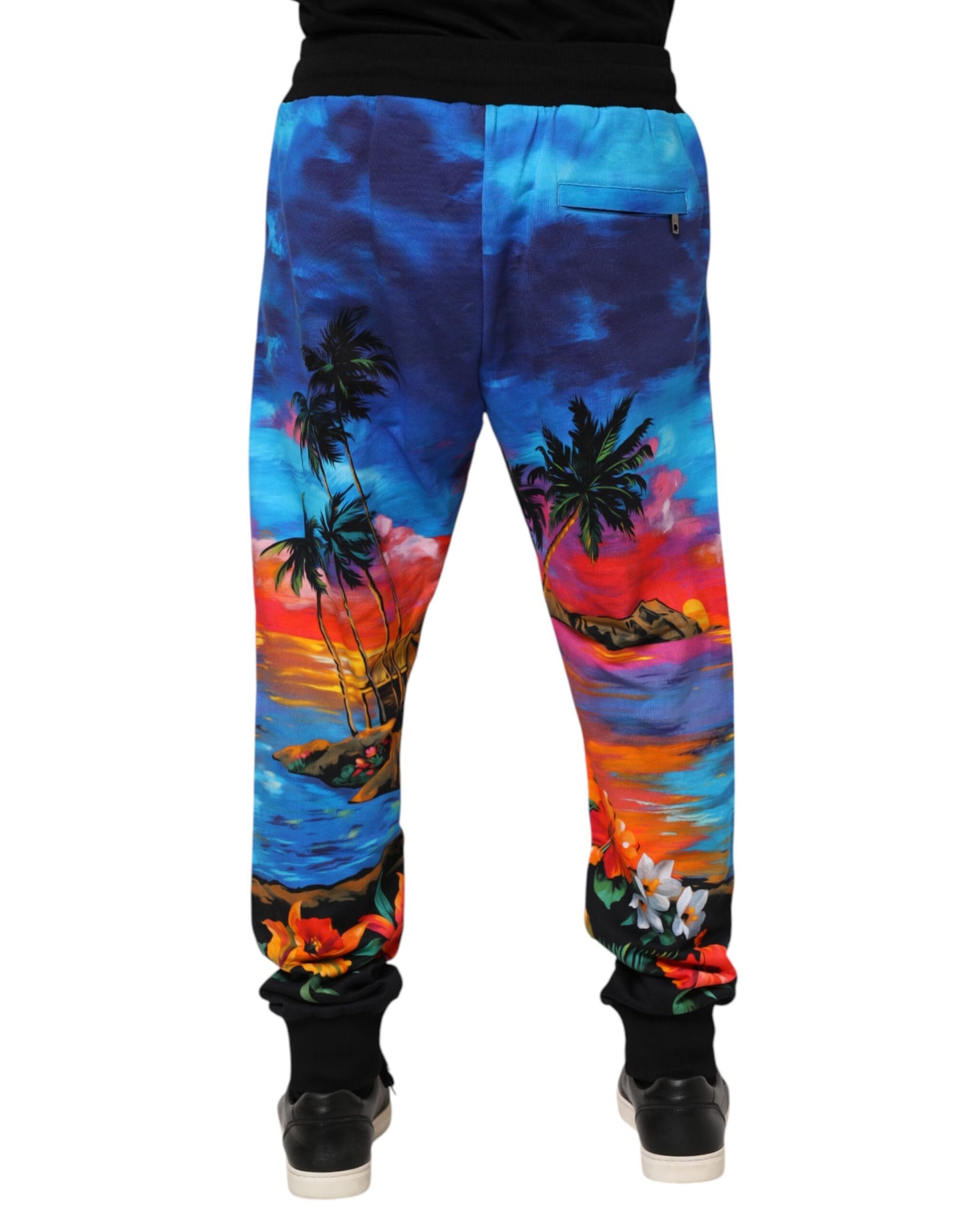 Dolce & Gabbana Blue Hawaiian Print Jogger Sweatpants