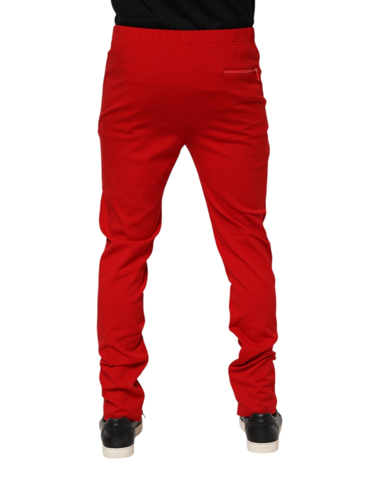 Dolce & Gabbana Red Viscose Logo Jogger Pants for Men