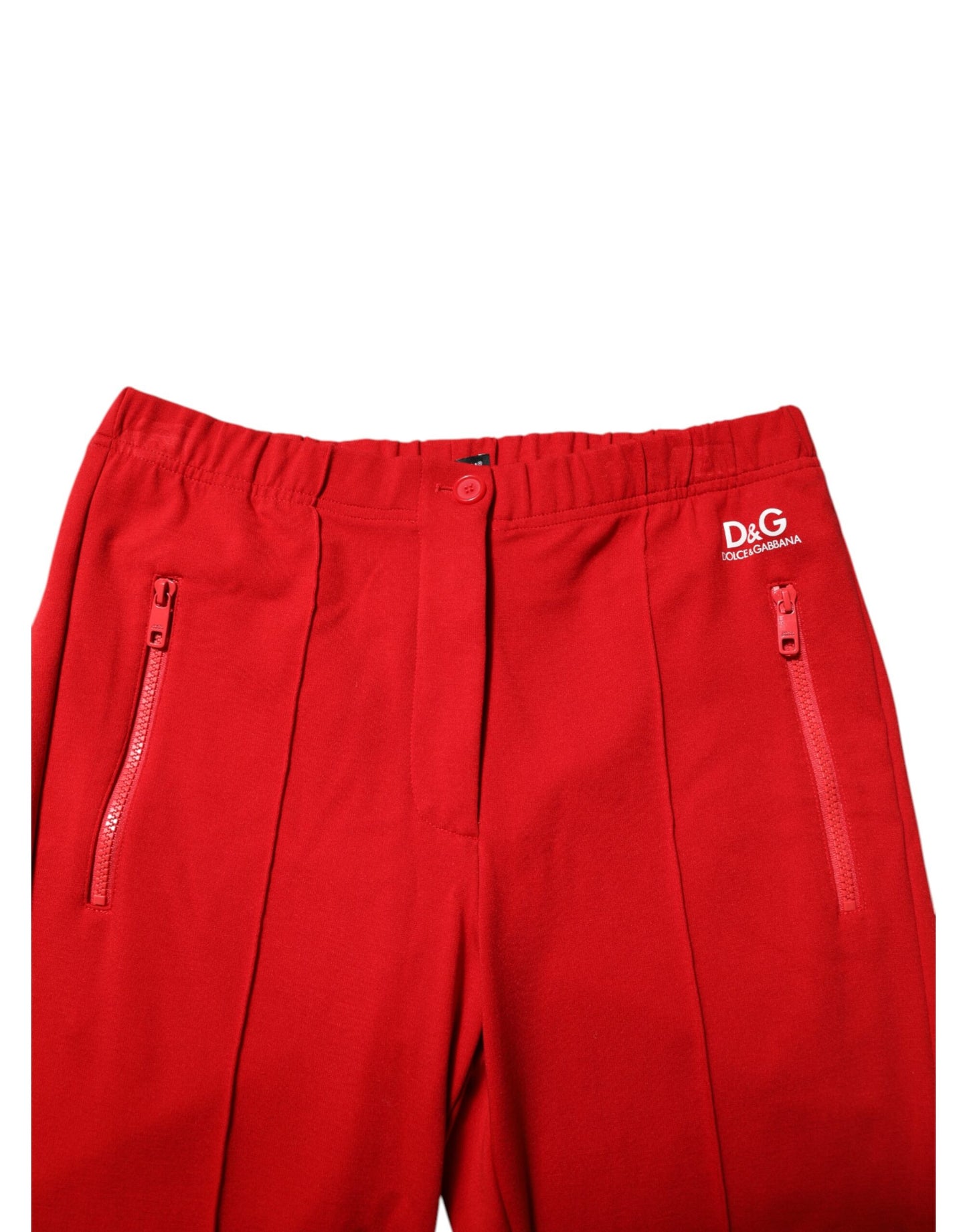 Dolce & Gabbana Red Viscose Logo Jogger Pants for Men