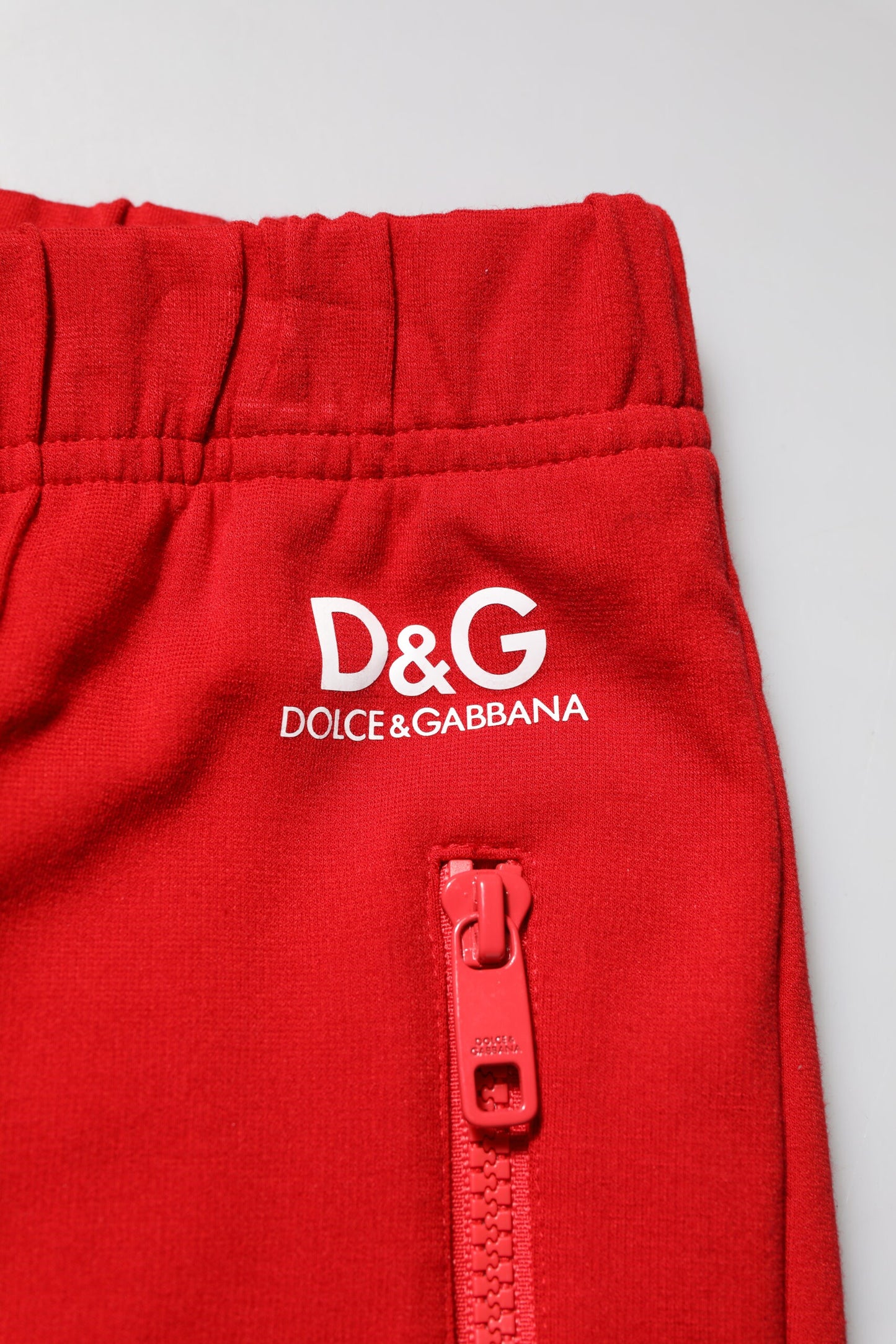 Dolce & Gabbana Red Viscose Logo Jogger Pants for Men