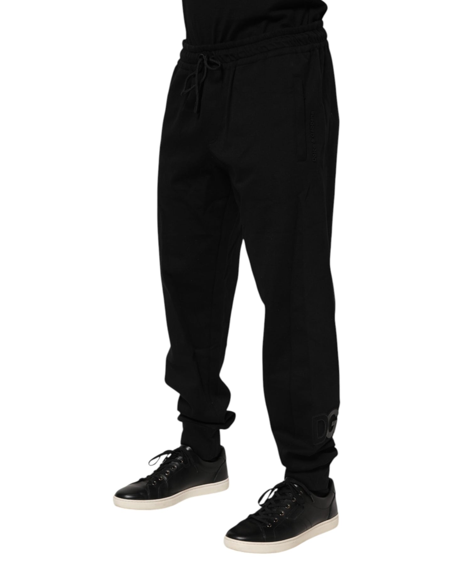 Dolce & Gabbana Black Cotton Men Jogger Sweatpants