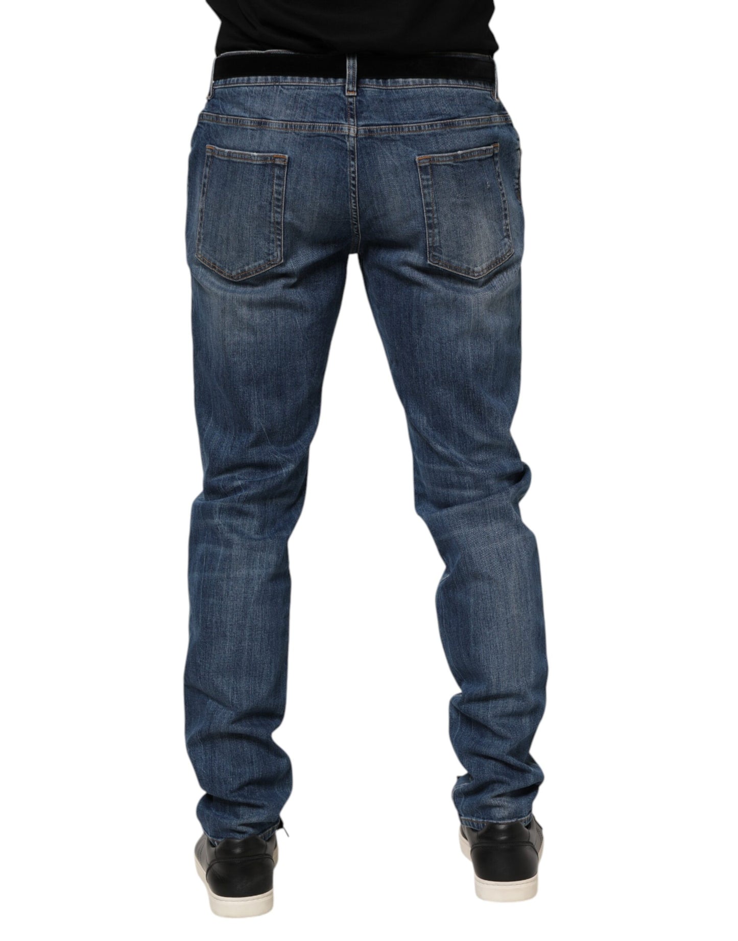 Dolce & Gabbana Blue Logo Embroidery Skinny Denim Jeans