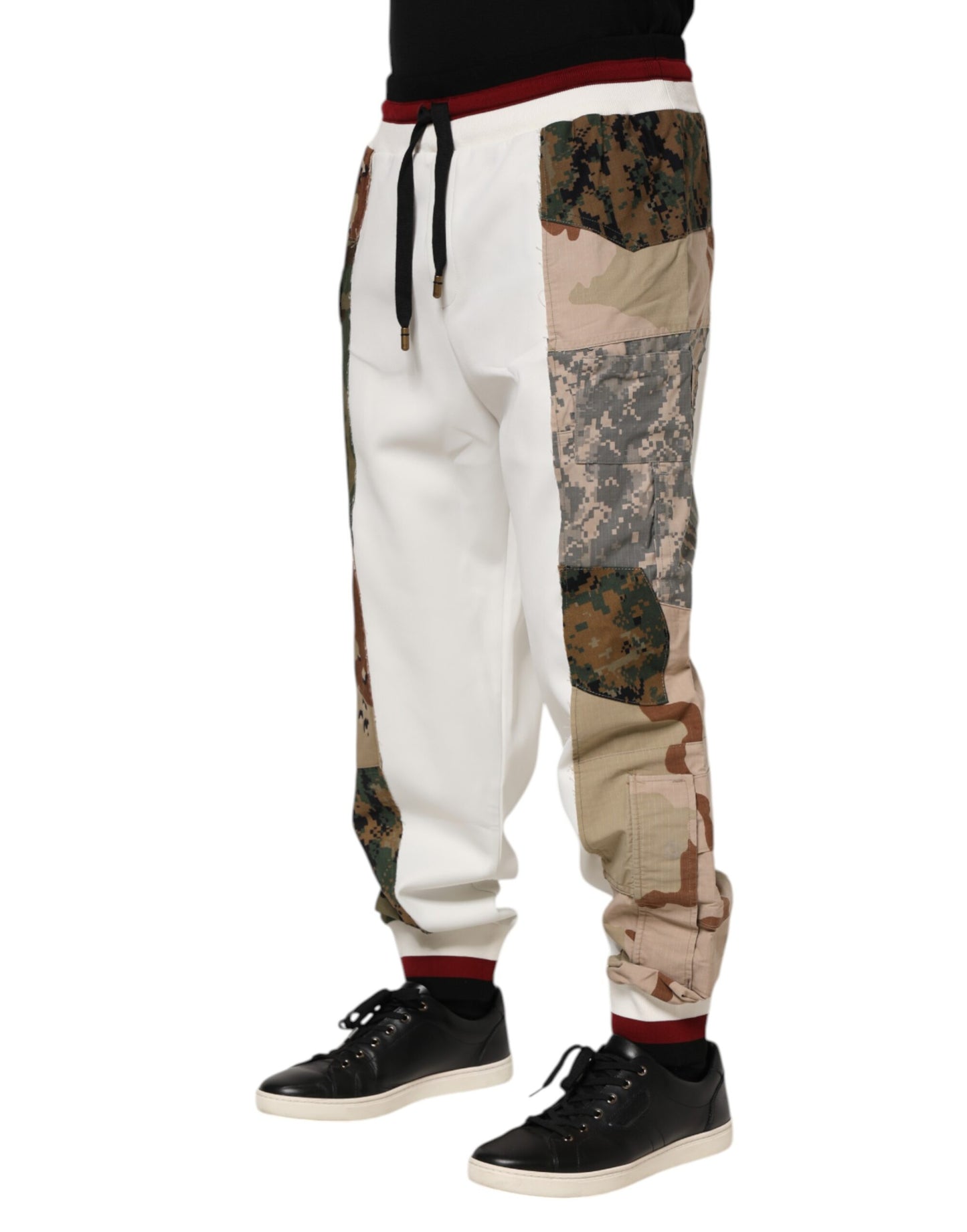 Dolce & Gabbana White Patchwork Jogger Pants - Effortless Elegance Meets Urban Luxury