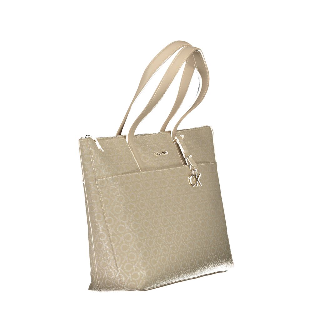 Calvin Klein Beige Faux Leather Handbag