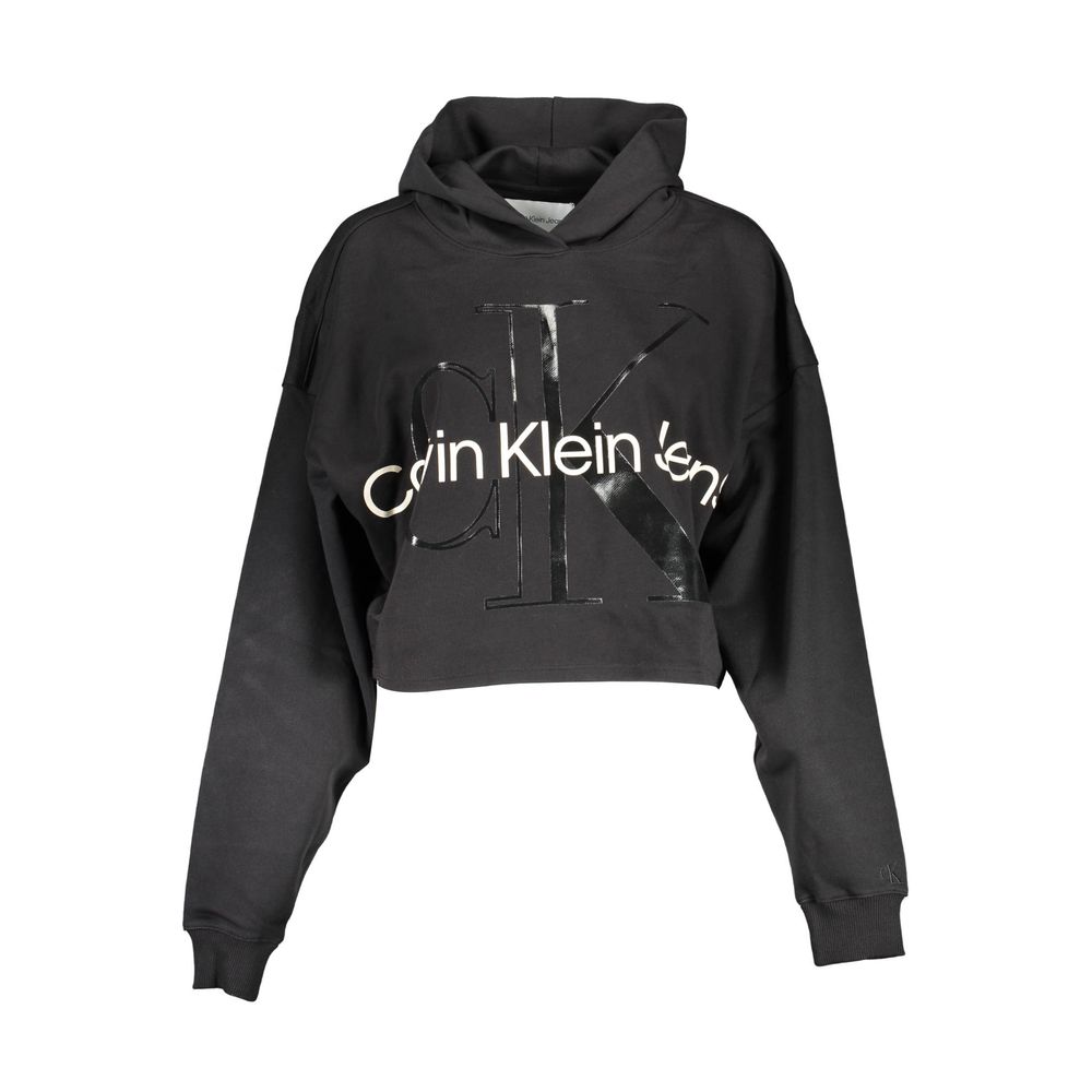 Calvin Klein Black Cotton Cropped Hoodie