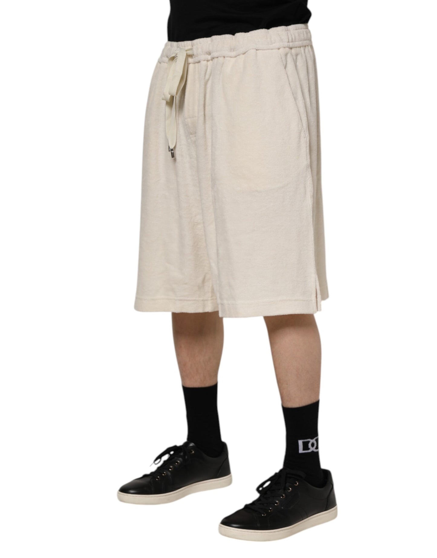 Dolce & Gabbana Ivory Cotton Men Bermuda Sweatshorts