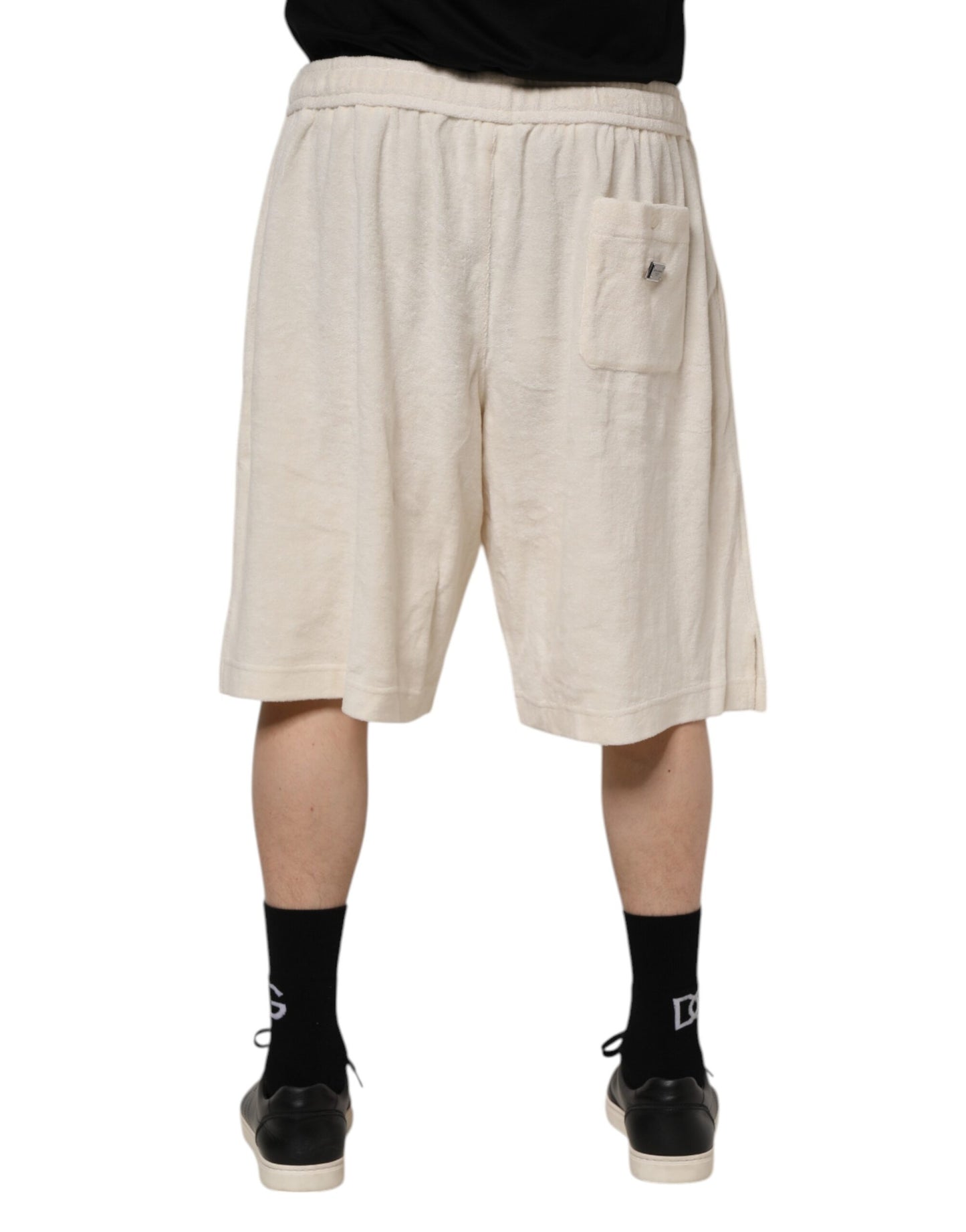 Dolce & Gabbana Ivory Cotton Men Bermuda Sweatshorts
