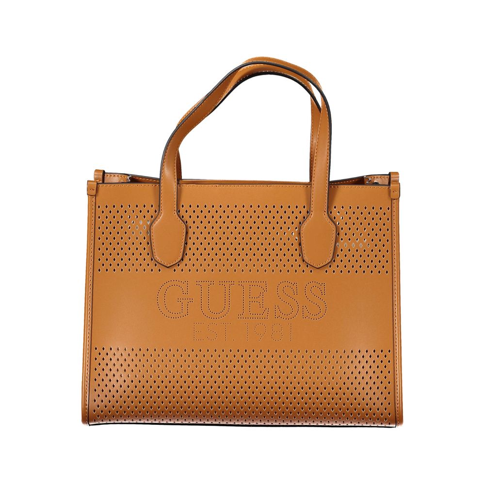 Guess Jeans Brown Handbag – Faux Leather, Versatile Design