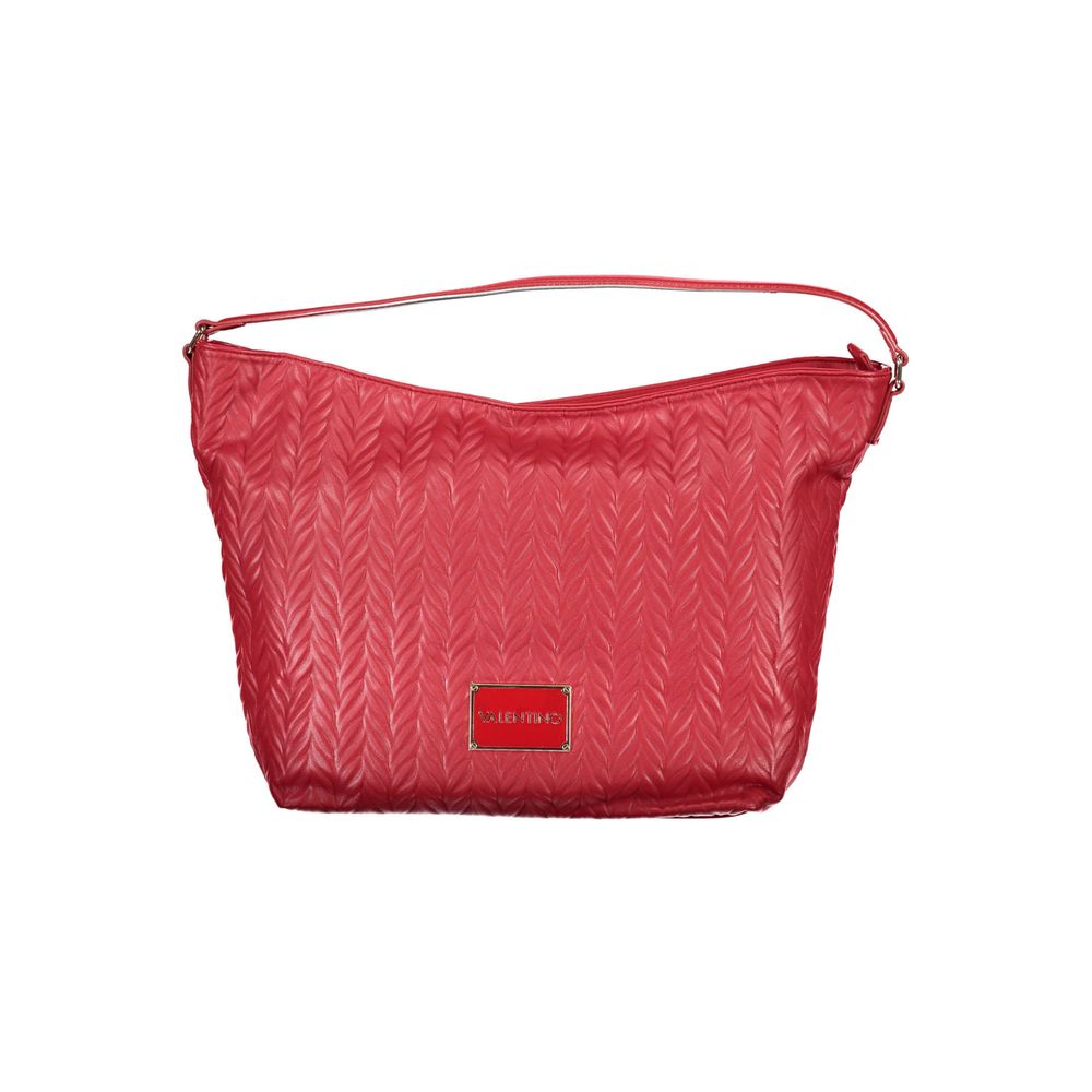 Mario Valentino Red Faux Leather Handbag with Contrasting Details