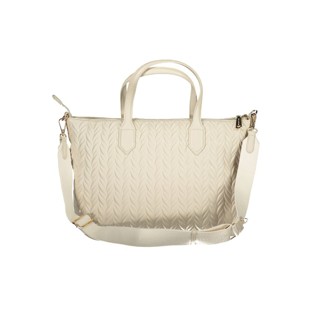 Mario Valentino White Leather Effect Handbag with Iconic Logo