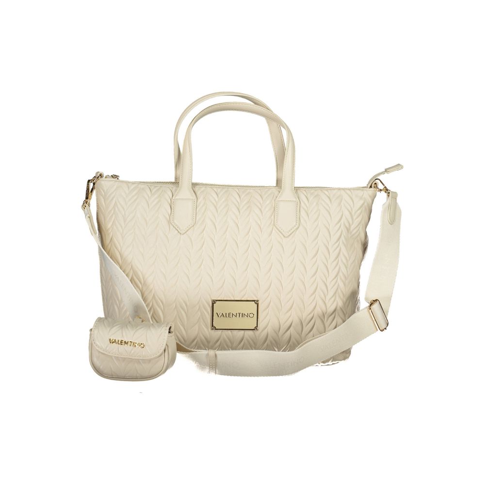 Mario Valentino White Leather Effect Handbag with Iconic Logo