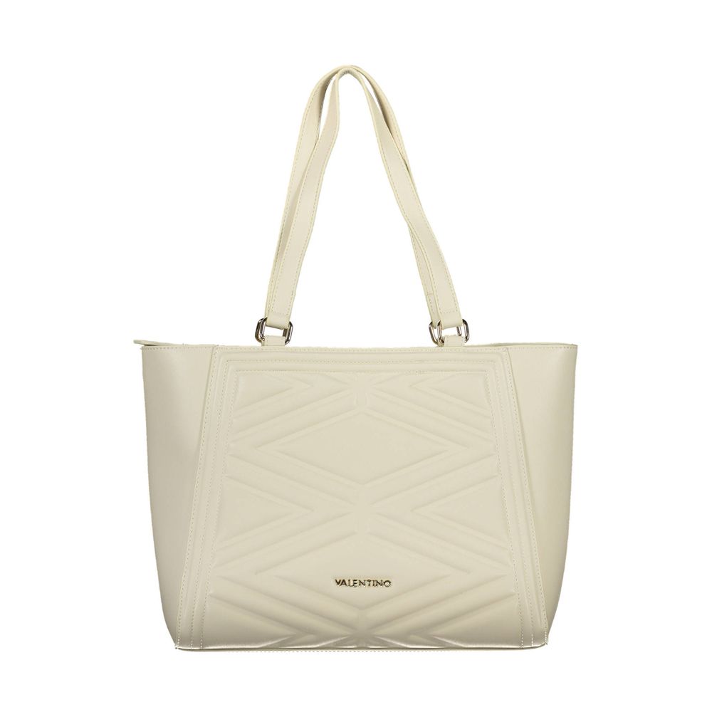 Mario Valentino Beige Faux Leather Handbag with Contrasting Details