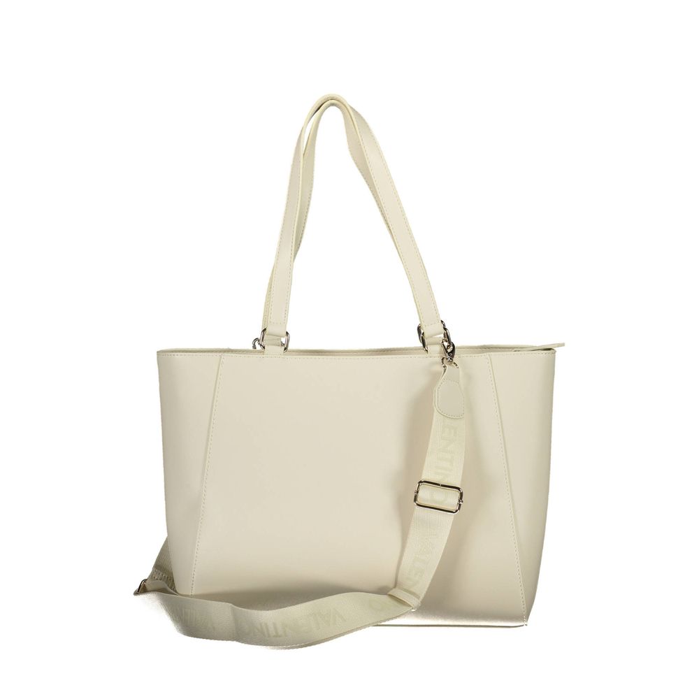 Mario Valentino Beige Faux Leather Handbag with Contrasting Details