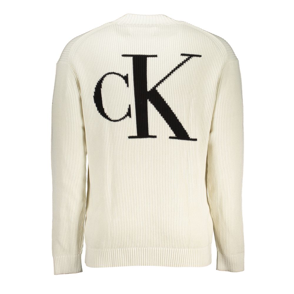 Calvin Klein White Cotton High Neck Sweater