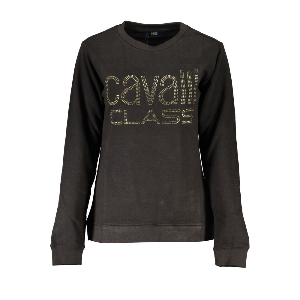 Cavalli Class Black Cotton Sweater - Bling It On