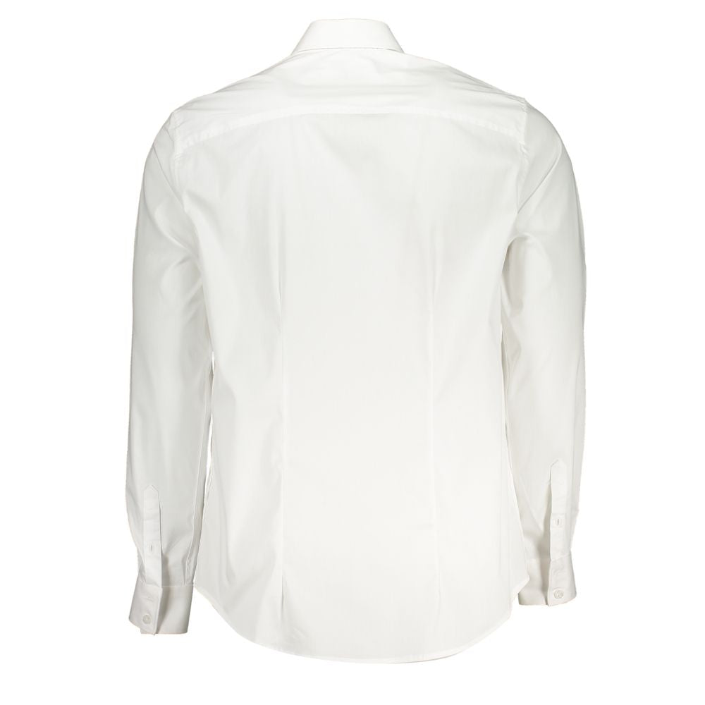 Guess Jeans White Cotton Shirt - Slim Fit Long Sleeved Elegance