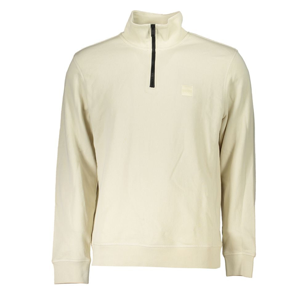 Hugo Boss Beige Cotton Sweater - Stylish Comfort Redefined