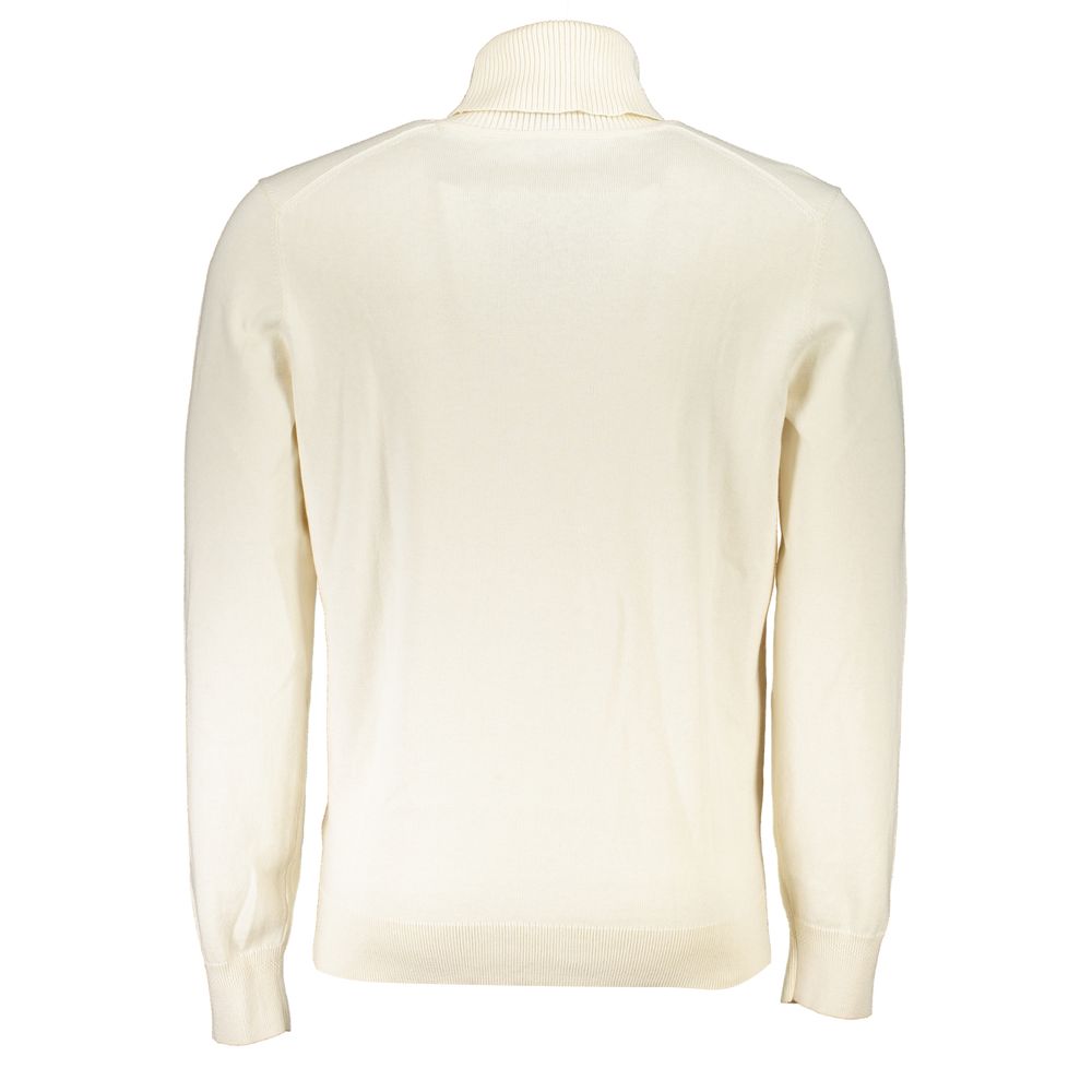 Hugo Boss White Cotton Turtleneck Sweater