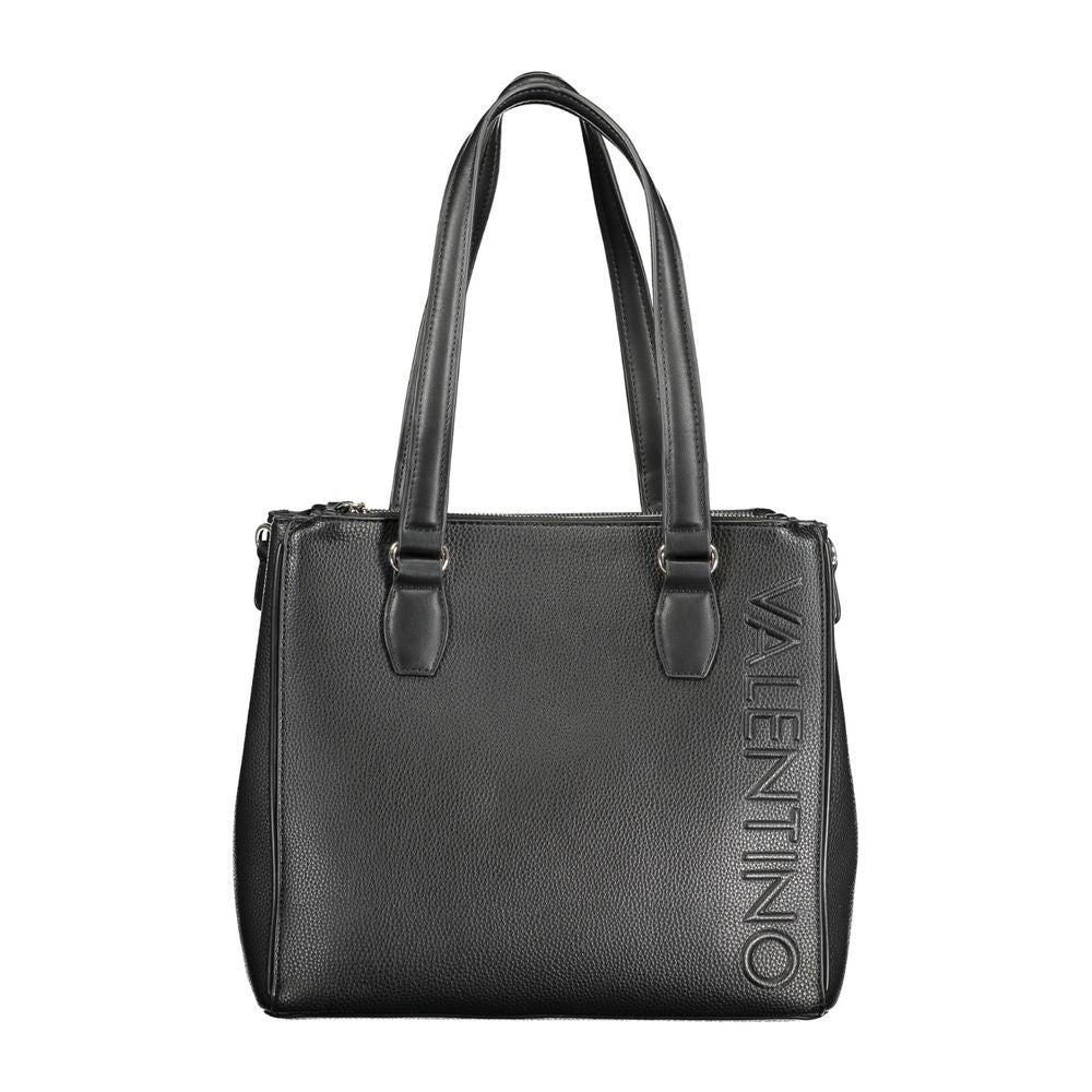 Mario Valentino Black Faux Leather Handbag with Adjustable Strap