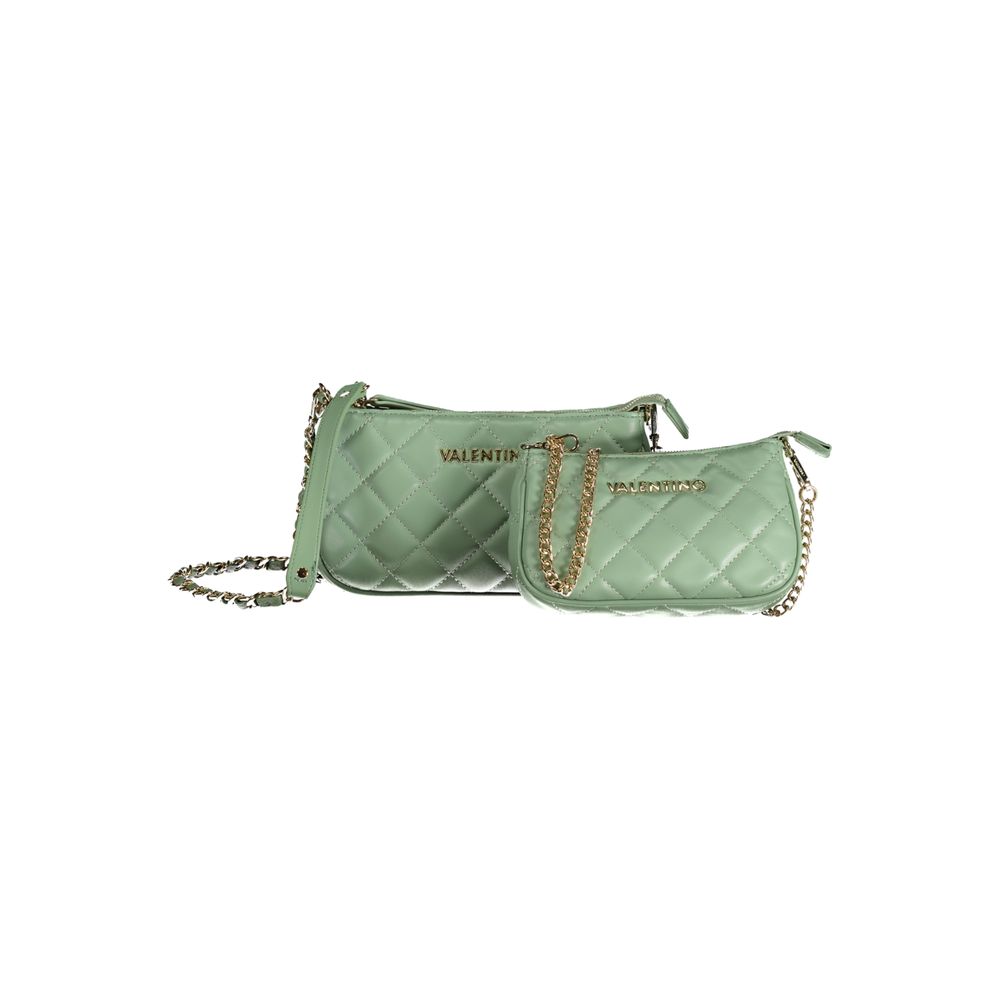 Mario Valentino Green Faux Leather Handbag with Chain Strap