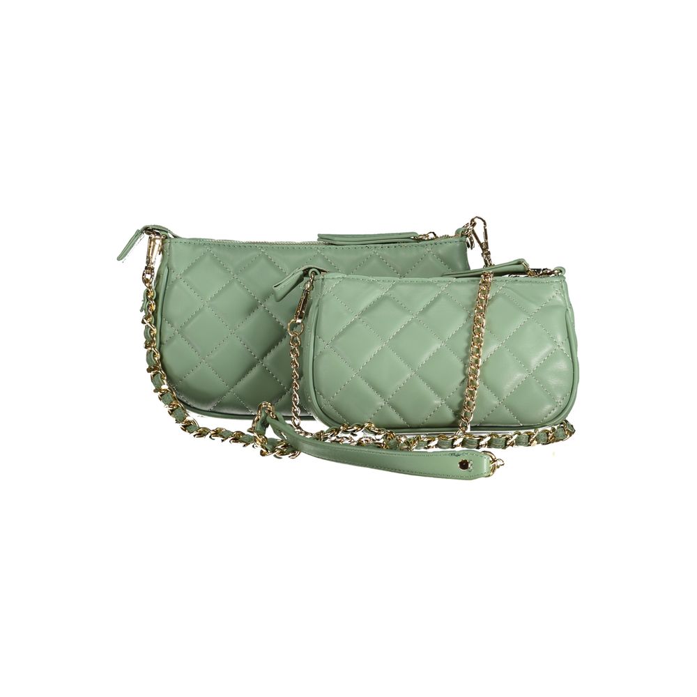 Mario Valentino Green Faux Leather Handbag with Chain Strap