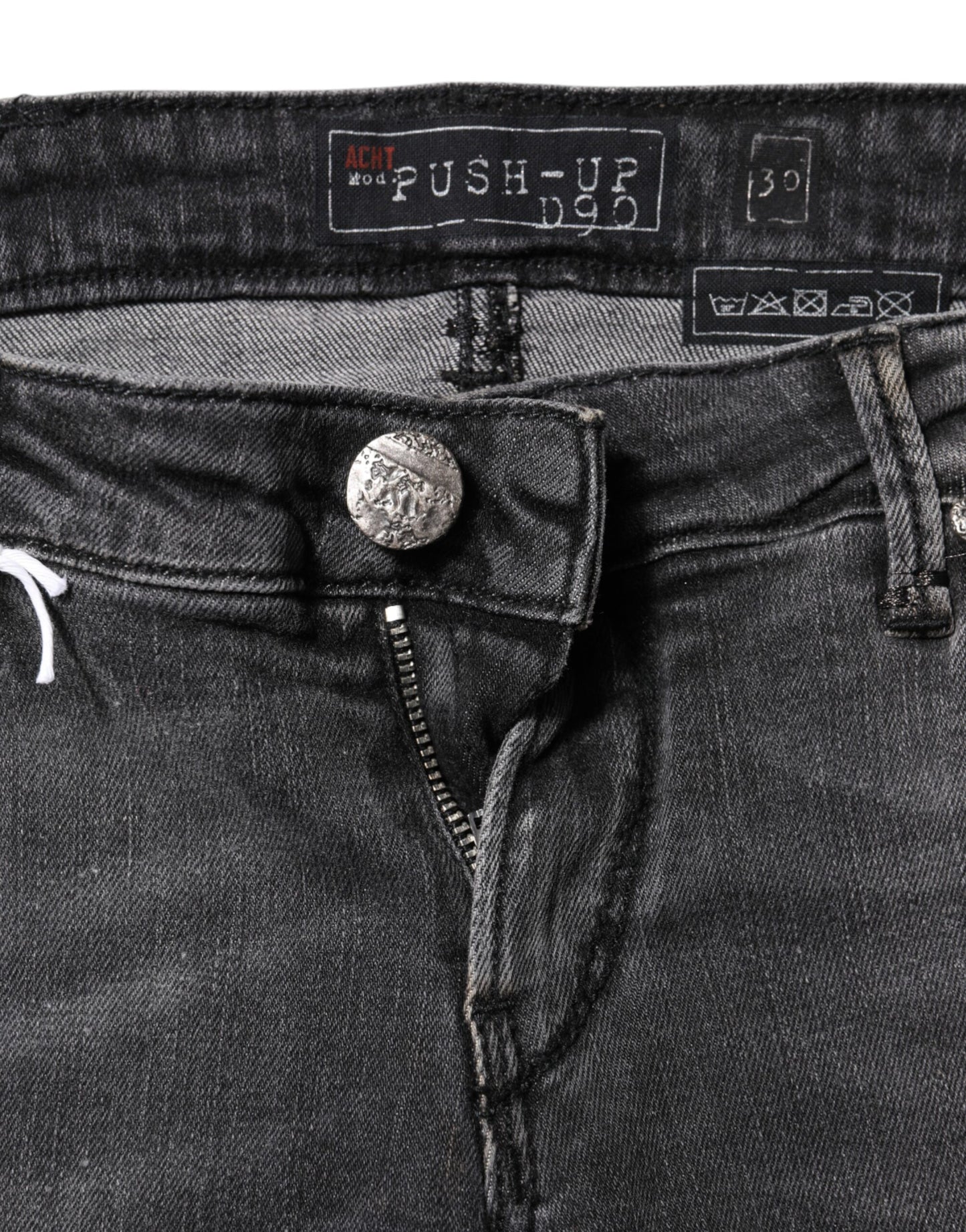 ACHT Dark Gray Cotton Slim Fit Denim Low Waist Jeans
