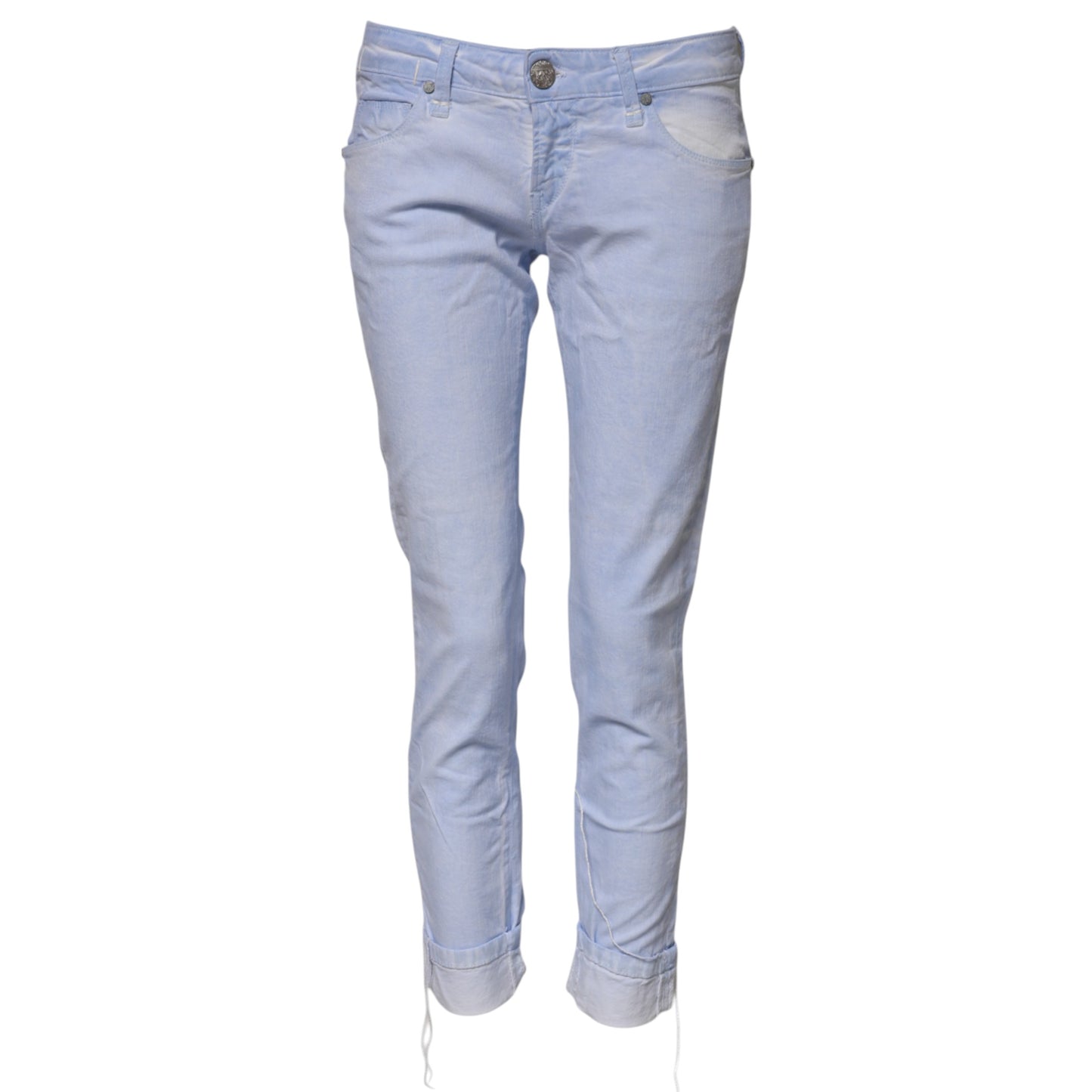 ACHT Light Blue Cotton Slim Fit Denim Low Waist Jeans