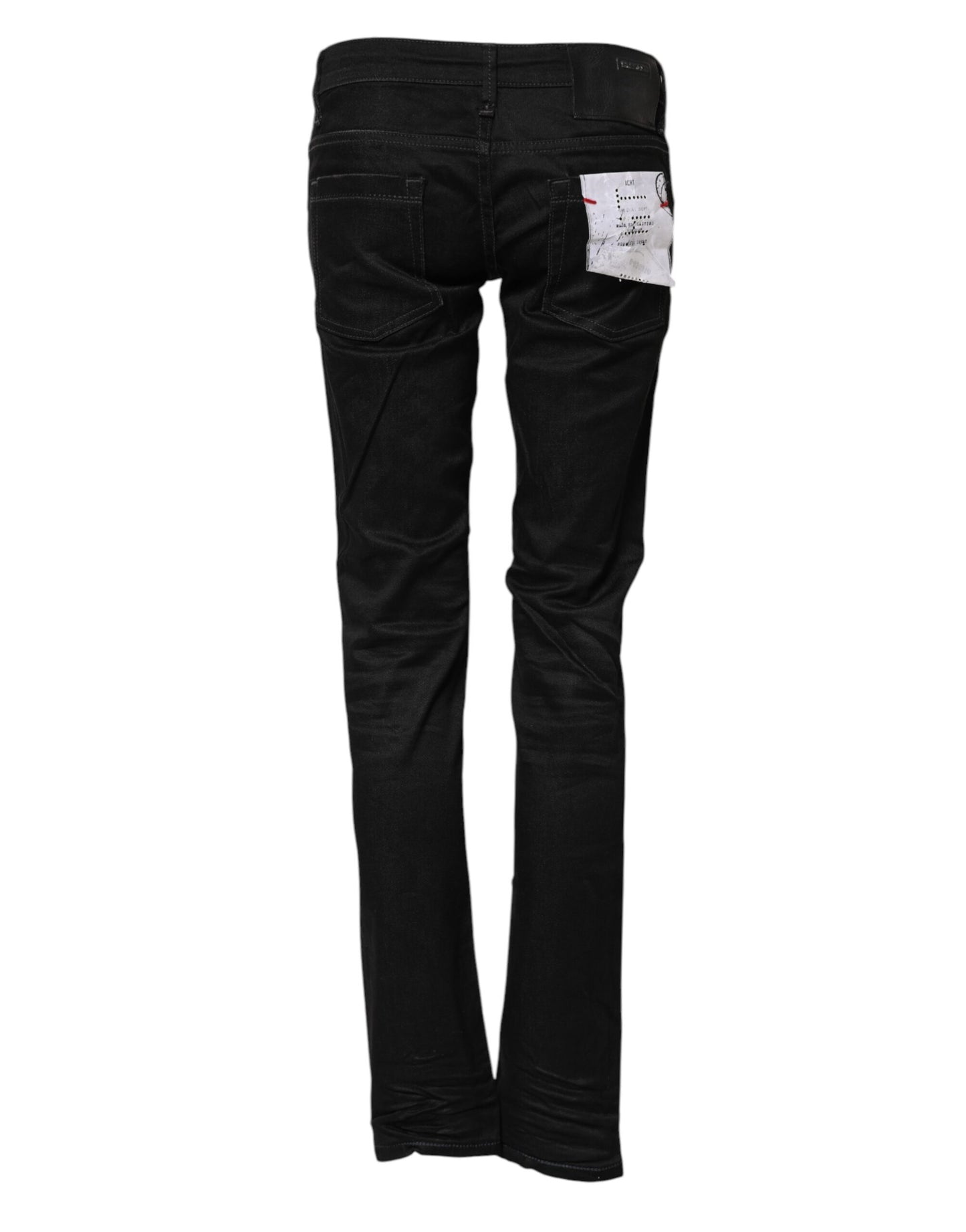 ACHT Black Cotton Slim Fit Denim Low Waist Jeans