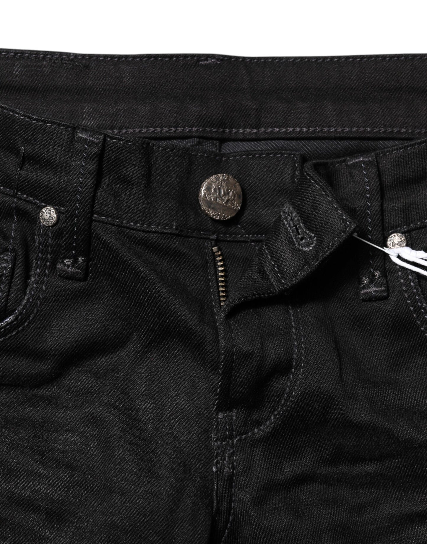 ACHT Black Cotton Slim Fit Denim Low Waist Jeans