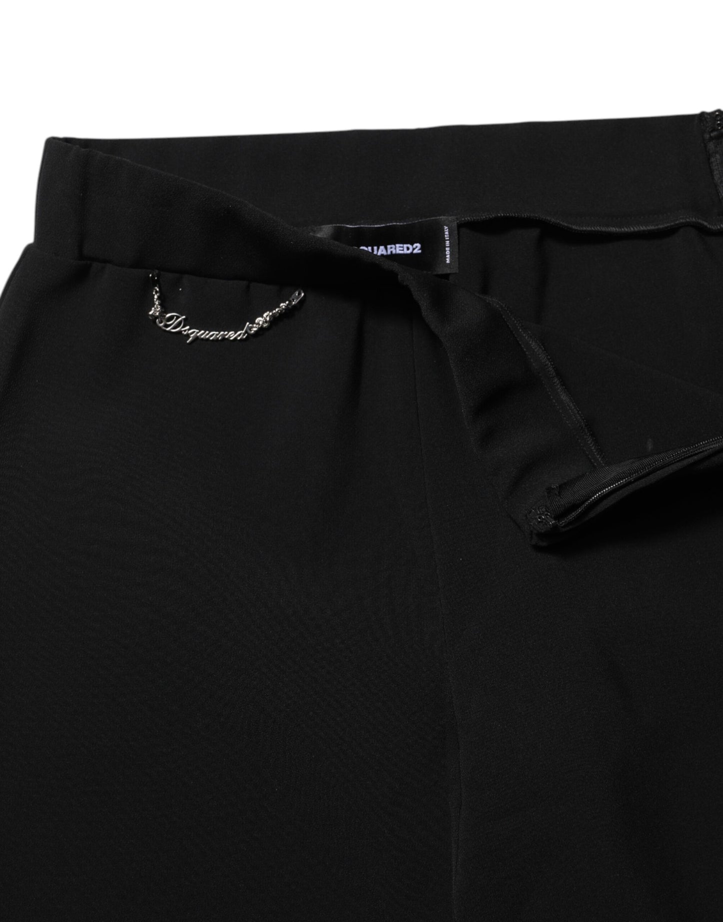Dsquared2 Black Polyester High Waisted Flared Pants