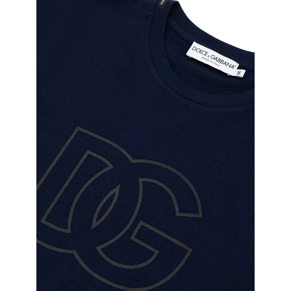 Dolce & Gabbana Blue Cotton T-Shirt with DG Logo