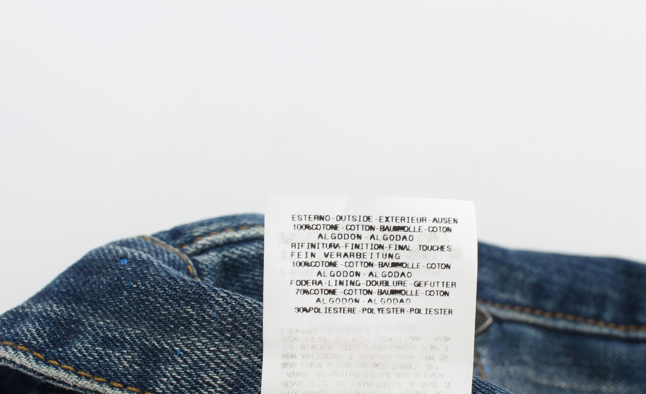 - Chic Blue Wash Painted Slim Fit Jeans