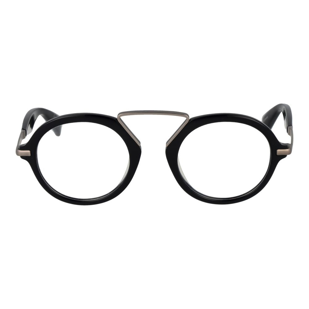 Yohji Yamamoto Men’s Optical Frames – Black Round Design, 49mm
