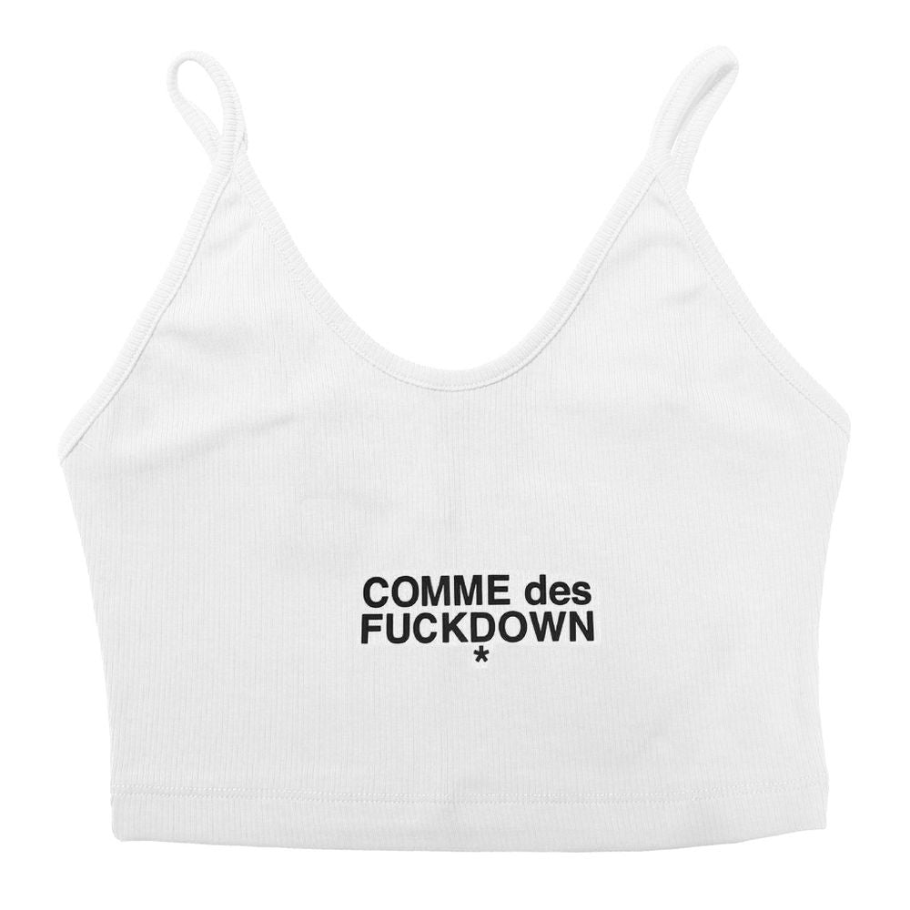 Comme Des Fuckdown Ribbed White Cotton Crop Top