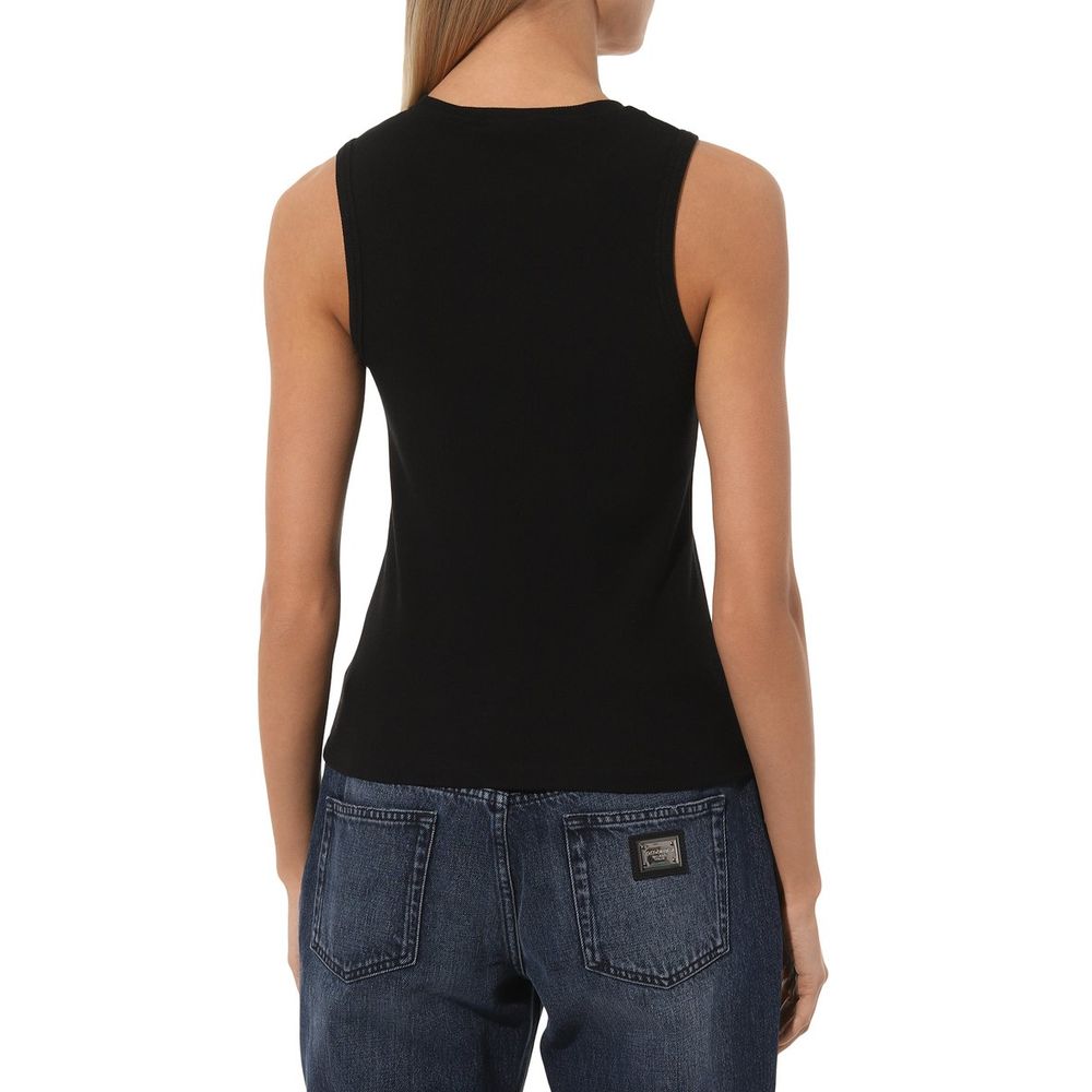 Comme Des Fuckdown Black Cotton Ribbed Tank Top