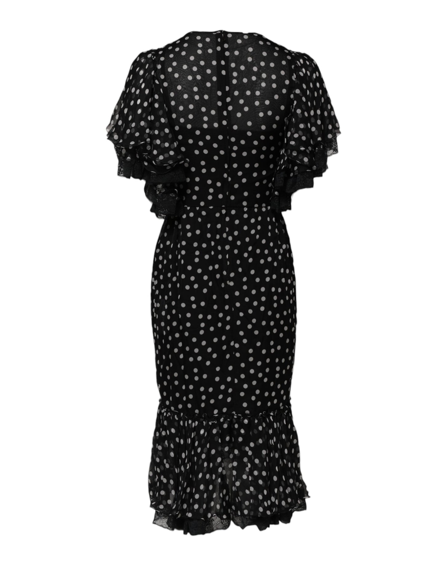 Dolce & Gabbana Black and White Lace Polka Dot Chiffon Dress