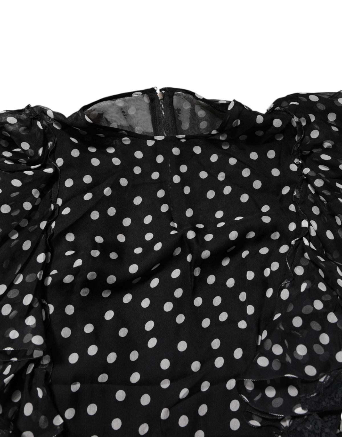 Dolce & Gabbana Black and White Lace Polka Dot Chiffon Dress