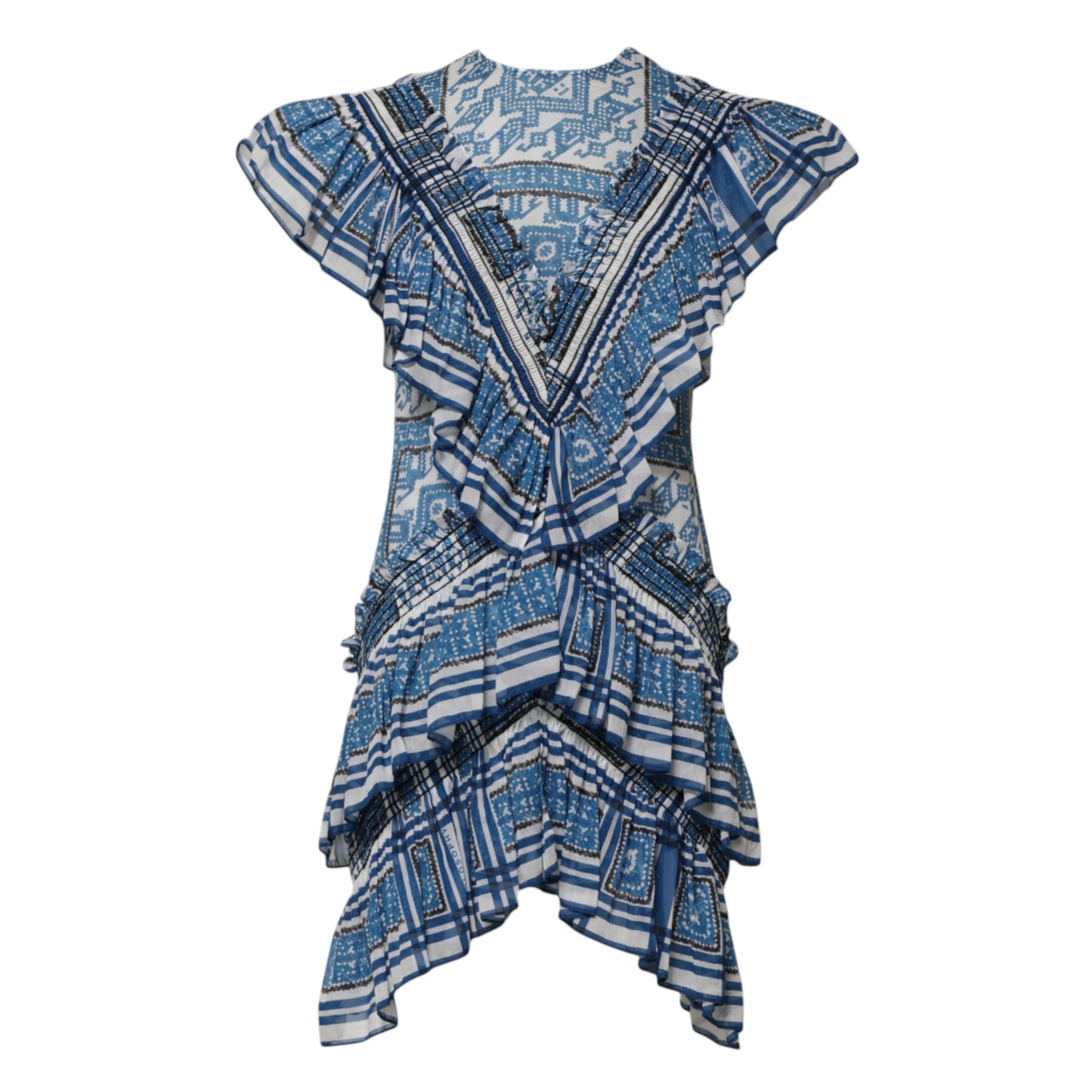Philosophy di Lorenzo Serafini Blue Patterned Layered Mini Dress